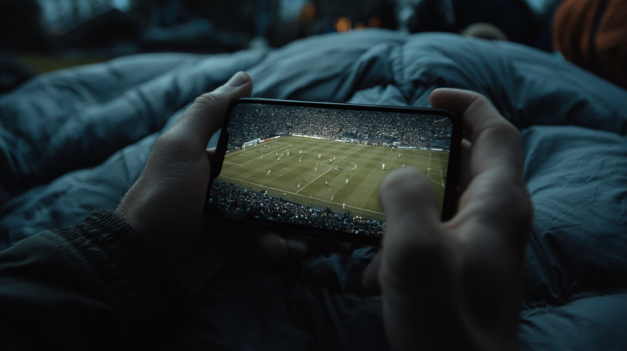 Visionnage d'un match de la Coupe du monde sur smartphone grâce à une eSIM de voyage