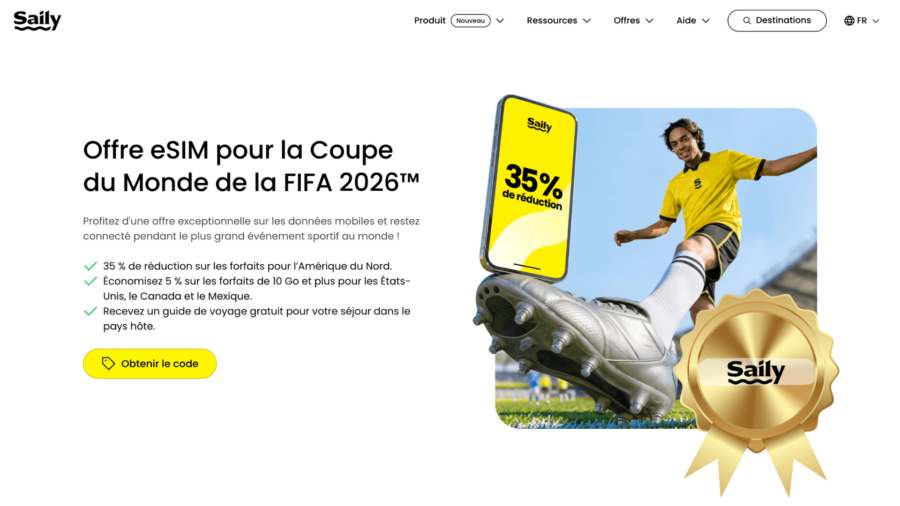 Offre eSIM Saily pour la Coupe du monde 2026 avec réductions sur les forfaits États-Unis, Canada et Mexique