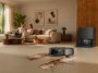 Le robot aspirateur Lefant M210 OMNI nettoyant le sol d'un salon.