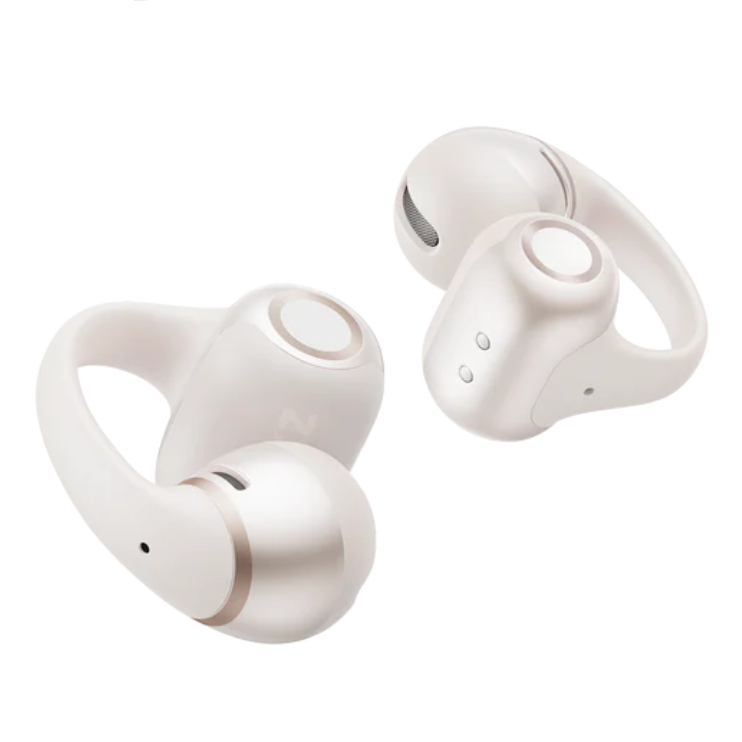 Écouteurs à oreille libre Shokz OpenDots 2 de couleur beige.