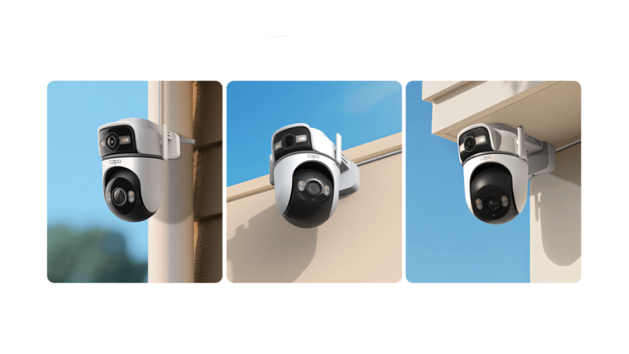 Différentes options d'installation de la caméra Tapo TC47 sur mât, mur et plafond.