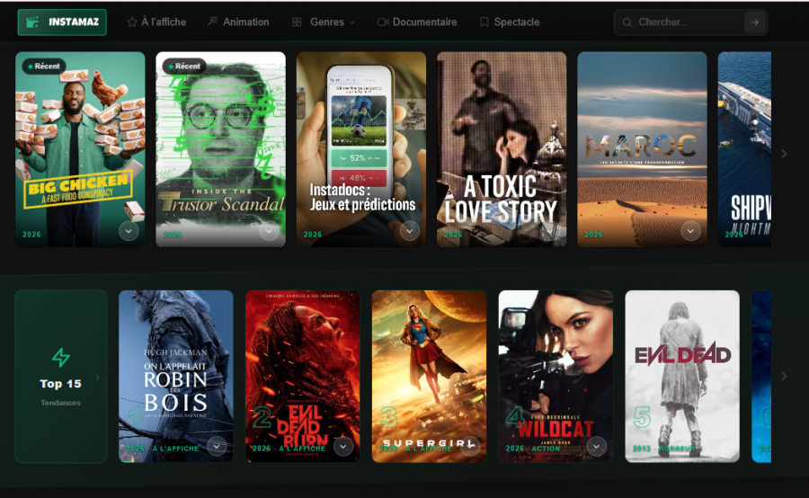 Capture des films à l'affiche actuellement sur Instamaz/Abokav