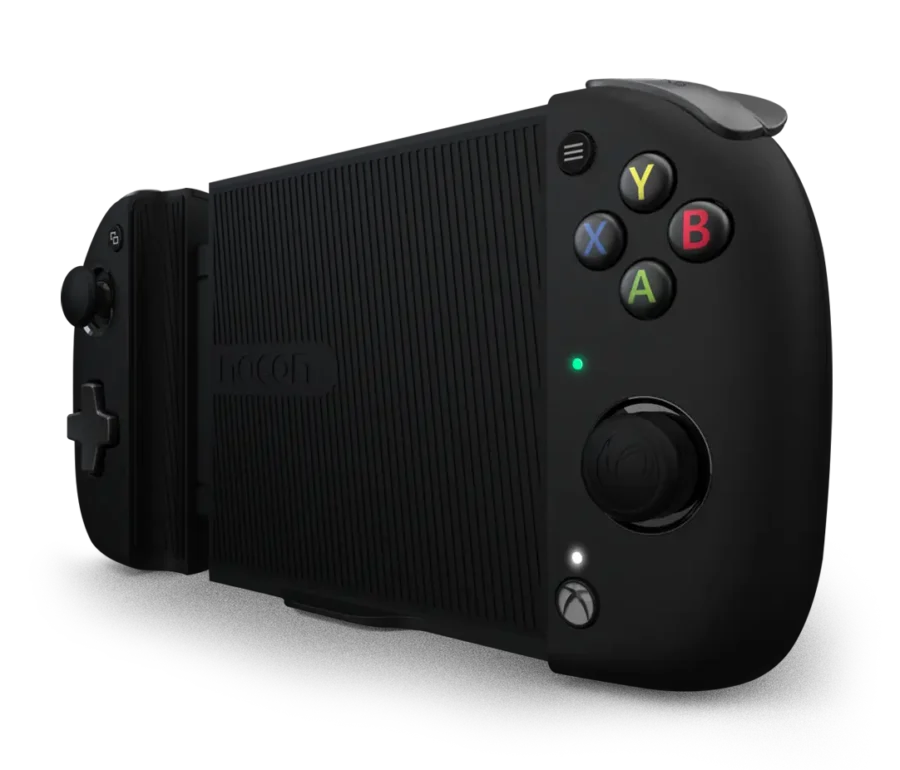 Présentation sur fond blanc de la manette mobile Nacon MG-X.