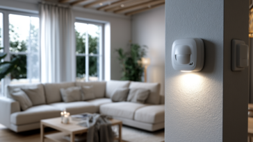 salon intérieur avec système d'alarme connecté