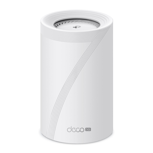 Présentation sur fond blanc du routeur mesh TP-Link Deco BE25-5G