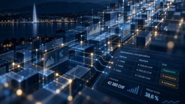 Un réseau de données comptables en francs suisses illustre le rôle du Big Data dans la gestion des entreprises